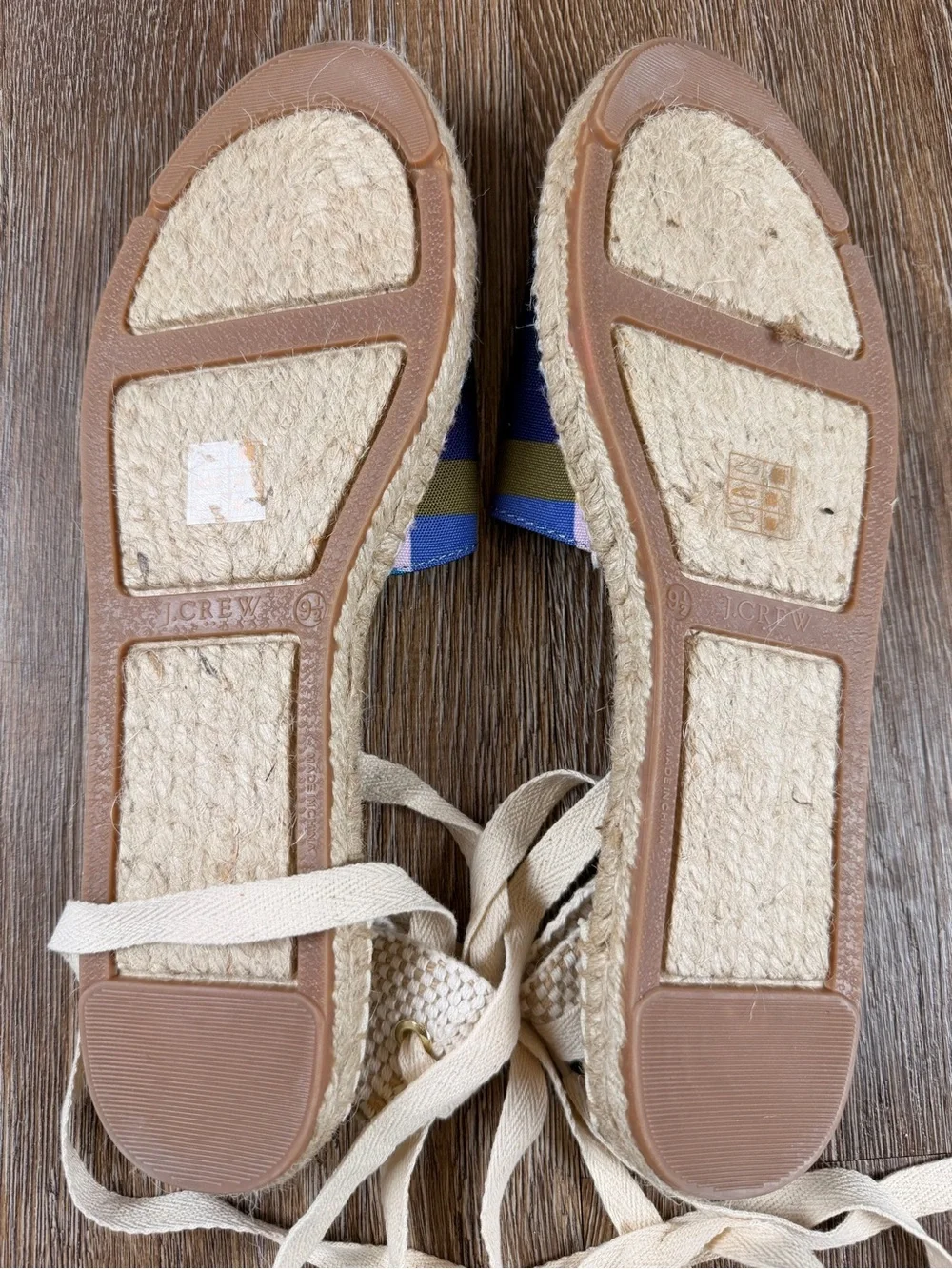 SALE J.Crew D'Orsay Espadrille Plaid Madras Sandals Rainbow Lace-Up | NWOT 9.5